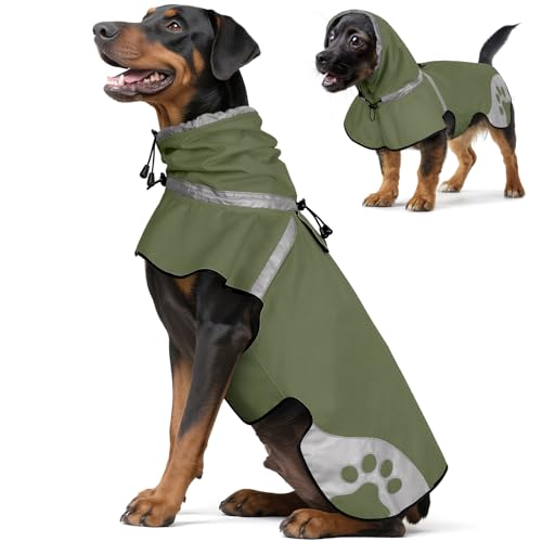 Hunde-Regenmantel für mittelgroße Hunde, wasserdichte Hunde-Regenjacke, für Abenteuer, Spaziergänge, Jagd (M, Dunkelgrün) von Ayaseen