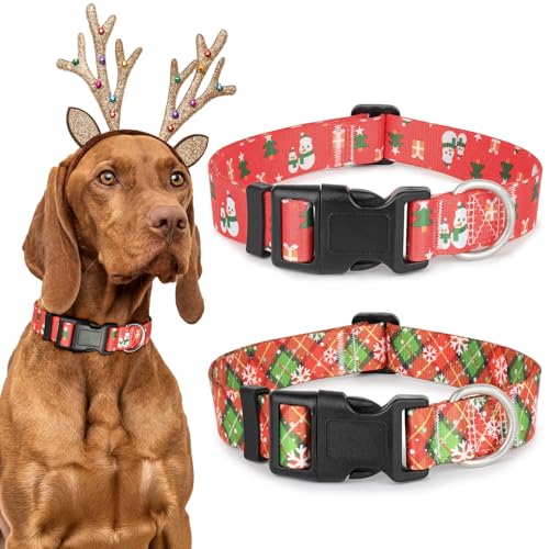Weihnachts-Hundehalsbänder für große Hunde, Schneemann, Weihnachtsbaum, Weihnachtsdesign, rotes Karomuster, Schneeflockenmuster, Hundehalsband mit Sicherheitsschnalle, verstellbar, niedliches Weihnachts-Hundehalsbänder für große Hunde, Schneemann, Weihnachtsbaum, Weihnachtsdesign, rotes Karomuster, Schneeflockenmuster, Hundehalsband mit Sicherheitsschnalle, verstellbar, niedliches von Ayaseen