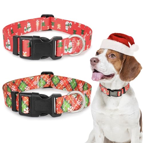 Weihnachts-Hundehalsband, Größe M, Schneemann, Weihnachtsbaum, Weihnachtsdesign, rotes Karomuster, Schneeflockenmuster, Hundehalsband mit Sicherheitsschnalle, verstellbar, niedliches Hundehalsband, Weihnachts-Hundehalsband, Größe M, Schneemann, Weihnachtsbaum, Weihnachtsdesign, rotes Karomuster, Schneeflockenmuster, Hundehalsband mit Sicherheitsschnalle, verstellbar, niedliches Hundehalsband, von Ayaseen