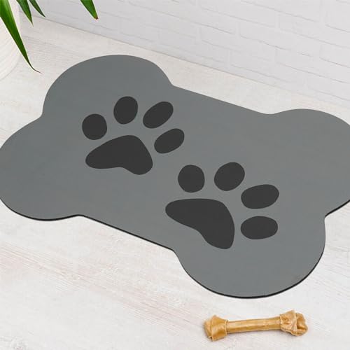 Hundefuttermatten für Böden, saugfähig, schnell trocknend, Haustier-Matte für Katzenfutter, umweltfreundlich, Knochenform, Hundematte für Wassernapf, Haustierbedarf, 30,5 x 45,7 cm von Ayiashiab