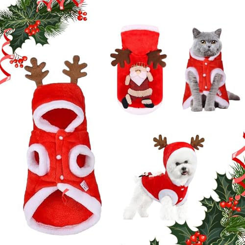 Ayizhiniu Hundekostüme Weihnachten, Pet Hoodies Warme Hundemantel, Katzen Hunde Weihnachtskostüm, Weihnachtskostüm Haustier Kleidung, Anwendbar auf Weihnachtskleidung für Hunde von Ayizhiniu