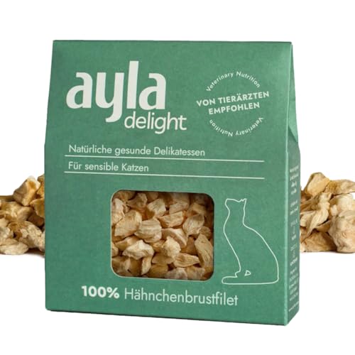 AYLA Premium Gefriergetrocknetes Hühnerbrust-Filet | 5X Bundle Proteinreiches Katzenfutter | Vital-Booster für Fell & Muskulatur | Für Kitten & Erwachsene Katzen von AYLA