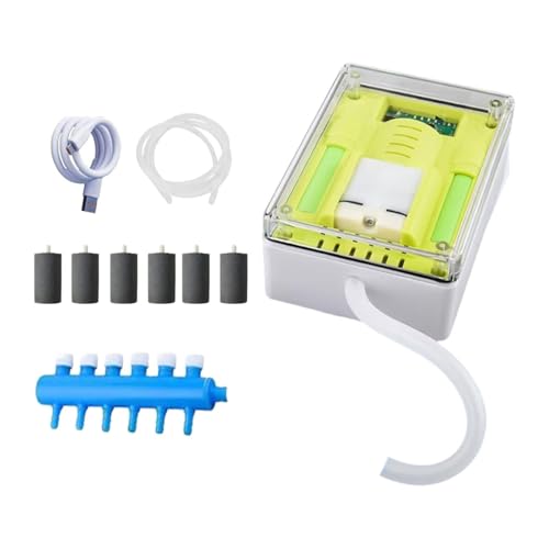 Aymzbd Aquarium-Luftpumpe, tragbares Belüftungsgerät mit 6-Loch-Umsteller für Büro und Zuhause, 6l von Aymzbd