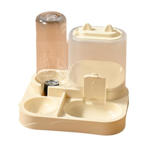 Aymzbd Automatischer Futterspender für Haustiere mit Abnehmbarer Futterschale Wasserautomat Futtercontainer Futterbehälter in Kompakter Bauweise Aus PP Mater, Gelb von Aymzbd