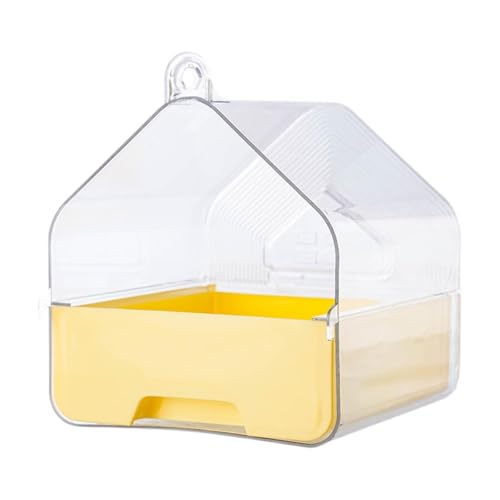 Aymzbd Duschbox für Vögel, Badehaus für Papageien, Kleiner Käfig mit Wasserbehälter, Gelb von Aymzbd