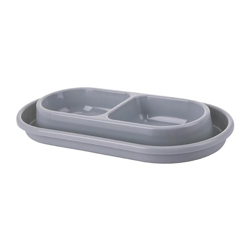 Aymzbd Futter- und Wassernapf Set für Katzen, Doppelschale für Innenräume, rutschfestes Design, Grau, L von Aymzbd