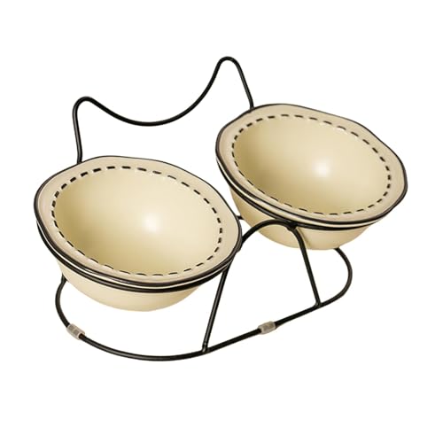 Aymzbd Futterstation für Katzen mit erhöhtem Design und Halteschutz, Beige von Aymzbd