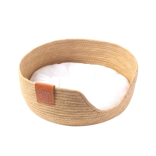 Aymzbd Gewebtes Haustierbett, Strohnest Katzenbett mit Weichem Kissen, Rundes Hundebett, Welpenbett, Waschbare Haustierbetten für Kleine Hunde, Kätzchen, Häs, l Aymzbd Gewebtes Haustierbett, Strohnest Katzenbett mit Weichem Kissen, Rundes Hundebett, Welpenbett, Waschbare Haustierbetten für Kleine Hunde, Kätzchen, Häs, l von Aymzbd