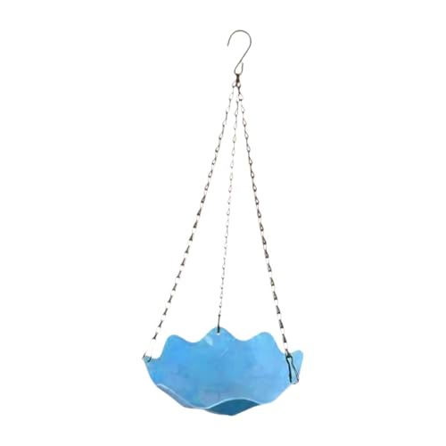Aymzbd Hängendes Vogelbad, Vogelbad Tablett mit Ketten Futternapf, Hängendes Vogelfutterhaus, Vogelfuttertablett für Den Hof Im Freien, Außenterrasse, Blau von Aymzbd