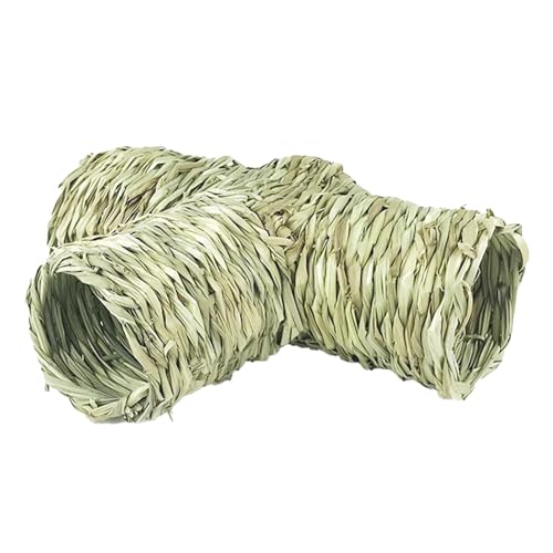 Aymzbd Hamster Tunnel Aus Gras, Interaktives Spielzeug für Kleintiere, Kaninchenröhre, Käfigversteck, 24x33x10cm von Aymzbd