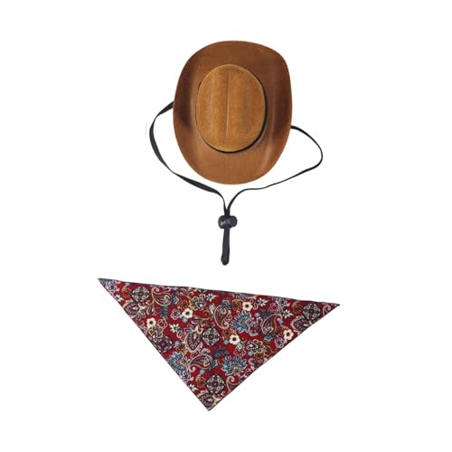 Aymzbd Haustier Cowboy Kostüm Set mit Hut und Bandana für Hunde und Katzen, Red M von Aymzbd