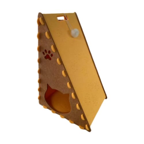 Aymzbd Katzenhaus für Kleine Und Mittlere Katzen mit Kratzfunktion Und Schlafbereich, Braungelb von Aymzbd