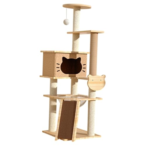 Aymzbd Katzenmöbel mit Mehreren Ebenen, Interaktives Ruhemöbel Und Kratzbaum für Katzen Und Kätzchen, Leichter Kaffee von Aymzbd