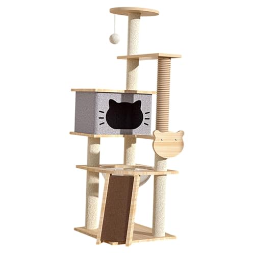 Aymzbd Katzenmöbel mit Mehreren Ebenen, Interaktives Ruhemöbel Und Kratzbaum für Katzen Und Kätzchen, hellgrau von Aymzbd