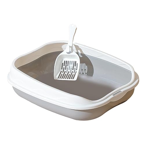 Aymzbd Katzentoilette mit Offener Oberseite für Katzen, Grau S 42x29x14cm von Aymzbd