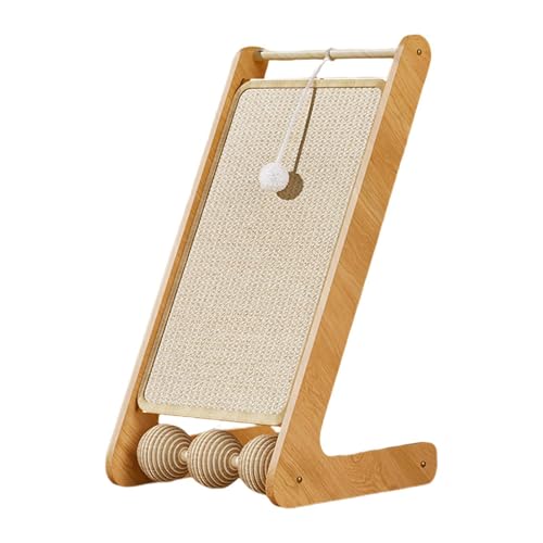 Aymzbd L Förmiges Katzenkratzbrett mit Sisal Kratzmatte Bodenstehende Kratzrampe Möbel Schutz Dreieckige Katzenstruktur mit Holzgestell Und Spielball für Woh, B von Aymzbd