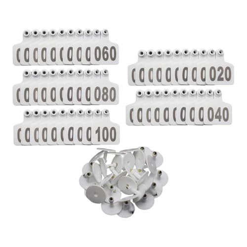Aymzbd Ohrmarken für Tiere, 100 Stück mit Nummern von 001 bis 100 zur Identifikation von Ziegen und Schafen, Weiß Aymzbd Ohrmarken für Tiere, 100 Stück mit Nummern von 001 bis 100 zur Identifikation von Ziegen und Schafen, Weiß von Aymzbd