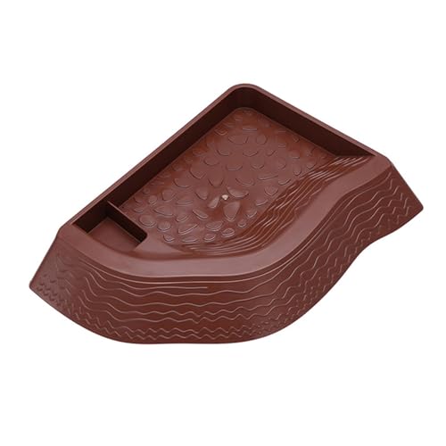 Aymzbd Schildkröten-Wasserschale und Futternapf mit Abnehmbarer Rampe, Bräunlich Rot von Aymzbd