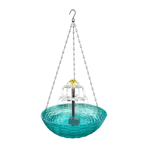 Aymzbd Solarvogelbad für Den Garten 9,25inchx925inchx1969inch Hängeschale, Blau von Aymzbd