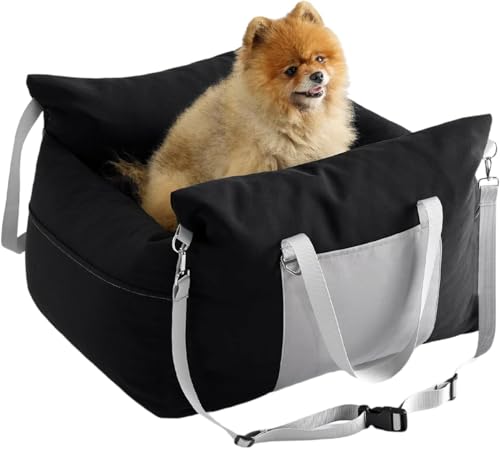 Hundeautositz, Hundesitz Auto für Kleine & Mittlere Hunde, Abnehmbarer und Waschbarer Tragbares Auto Reise Hundebett mit Aufbewahrungstaschen und Ansteckbarer Sicherheitsleine von Ayolofei