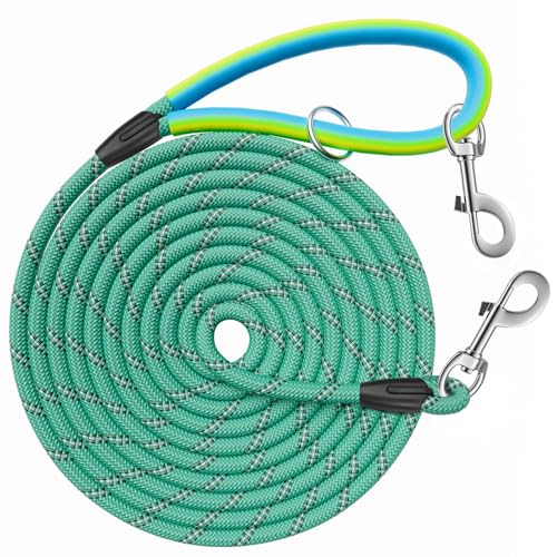 Aystkniet Schleppleine für Hunde, 5M 10M 15M 20M 30M Lange, Aqua, Polyester, 8 mm, 30 m, Haken, Hundeleine, Leine von Aystkniet
