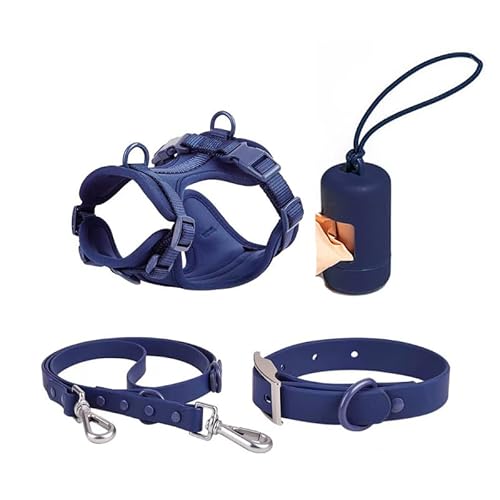Azarton PelsbarnN Atmungsbares Hundegeschirr mit Leine, 4-teiliges Set - Verstellbar, gepolstert für Hunde (Blue,XS) von Azarton