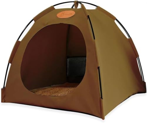 Katzen Kühlzelt für den Sommer – Atmungsaktives & Faltbares Katzenzelt – Tragbar & Waschbar – Ideal für Balkon, Terrasse, Wohnzimmer & Reisen (Braun,L（48 * 48 * 42cm）) von Azarton