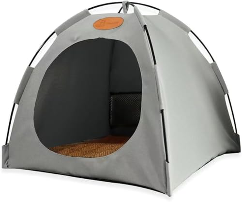 Katzen Kühlzelt für den Sommer – Atmungsaktives & Faltbares Katzenzelt – Tragbar & Waschbar – Ideal für Balkon, Terrasse, Wohnzimmer & Reisen (Grau,L（48 * 48 * 42cm）) von Azarton