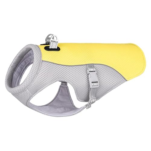 Monelia Hundekühlweste atmungsaktiv – Verstellbare Sommerweste für Hunde, reflektierend & leicht, einfach anzuziehen – Hitzeschutz für kleine & große Hunde (Gelb,3XL) von Azarton