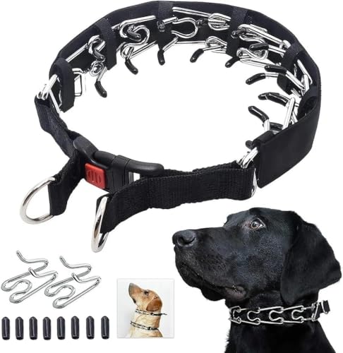 knuddelpfoten Kilian | Verstellbares Hundehalsband aus Edelstahl – Reißfestes, Robustes Halsband mit Schnellverschluss – Komfortabel & pflegeleicht für mittelgroße & große Hunde (M,Schwarz) von Azarton