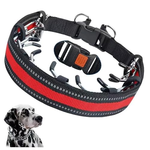 knuddelpfoten Kilian | Verstellbares Hundehalsband aus Edelstahl – Reißfestes, Robustes Halsband mit Schnellverschluss – Komfortabel & pflegeleicht für mittelgroße & große Hunde (XL,Rot) von Azarton