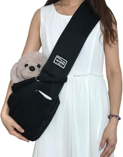myneera SnuggleSling - Für müde Pfoten Wendbare Hundetragetasche klein bis 7,5 kg – Wendbare Tragetasche für kleine Hunde & Welpen – Verstellbarer Schultergurt, atmungsaktiv & waschbar (Schwarz) von Azarton