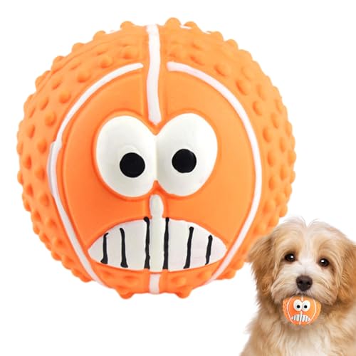 Aznever Hundeballspielzeug,Latexbälle für Haustiere,Latex Smile Face Hundebälle - Wiederverwendbares Hundespielzeug mit -Gesicht, quietschendes Hundespielzeug für kleine und mittelgroße Welpen von Aznever