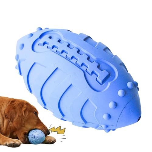 Aznever Kauspielzeug für Hunde,Quietschendes Fußball-Hundespielzeug aus Gummi | Leicht zu reinigender, langlebiger interaktiver Kaufußball für Apportier- und Outdoor-Spiele von Aznever