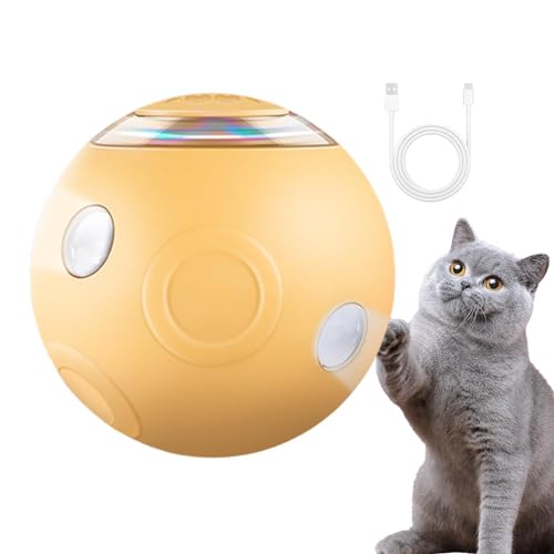 Aznever Rotierender hüpfender Hundeball - Automatisch rollender Ball mit Blitzlichtern - Tragbarer, intelligenter, rotierender Hüpfball für kleine und mittelgroße Haustiere von Aznever