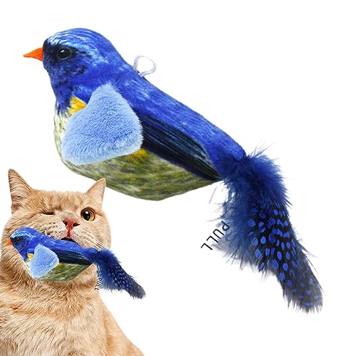 Aznever Zwitscherndes Vogel-Katzen-Kicker-Spielzeug, Geräuschaktiviertes interaktives Federspielzeug mit Katzenminze-Vögeln, quietschendes Kätzchenspielzeug, Quietschendes von Aznever