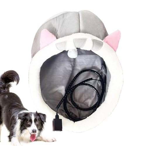 Aznever Beheizte Hundehöhle | Überdachtes Katzenbett mit USB-Heizung und Überhitzungsschutz | Warmes Katzenbett, weiches Hundebett für kleine Hunde, Welpen, Kätzchen von Aznever
