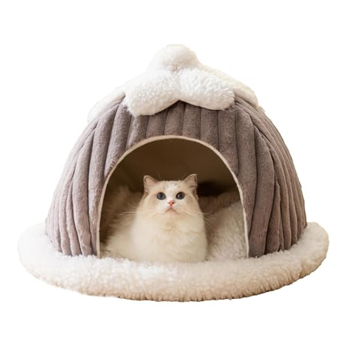 Katzenhöhlen für Wohnungskatzen,Halbgeschlossene Hundehütte aus Plüsch, warme Katzenhöhle, Hundebett | Bequemes Katzenversteck für Hunde, Haustierzubehör für Hasen, Haustiere, Kaninchen, Aznever von Aznever