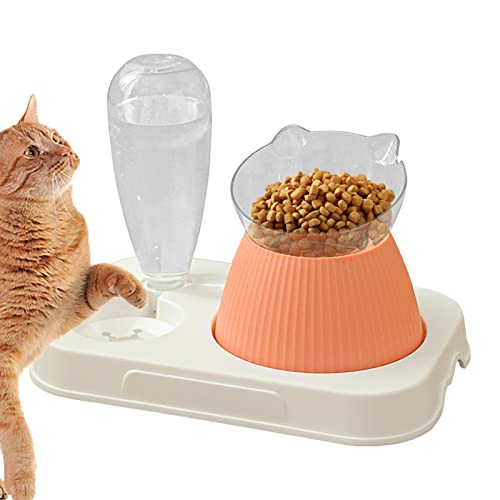 Wasser- und Futternapf-Set für Haustiere,15 Grad geneigte, erhöhte Futternäpfe für Katzen - 2-in-1 Anti-Erbrechen-Katzennäpfe, Haustier-Wasser- und Futternapf-Set für Katzen und Haustiere Aznever von Aznever