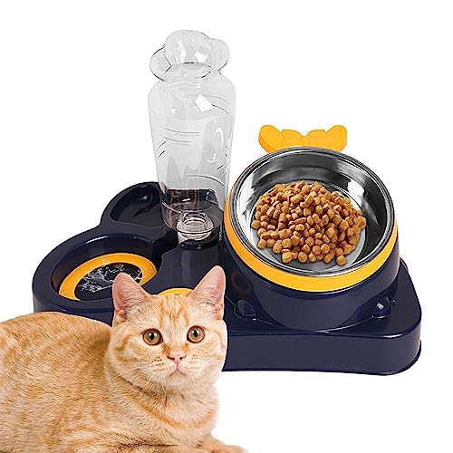 Wasser- und Futternapf für Haustiere - Erhöhte Katzennäpfe mit erhöhtem Katzenfutterspender | Erhöhter Katzen-Futterspender, Katzen-Wassernapf, Katzennäpfe für Futter und Wasser, Katzennapf, Aznever von Aznever
