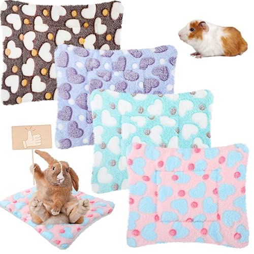 AzulLanse 4 Stück Kleintier Plüschbett,20 * 15cm,Ultraweiche Hundebetten Katzenkissen mit Süß,für Kaninchen,Eichhörnchen,Meerschweinchen,Kleintier Fleece Bett Hund Käfig Unterlage Waschbar von AzulLanse