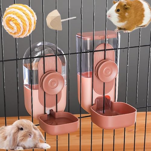 Hängendes automatisches Wasserset für kleine Haustiere, automatisches Schwerkraft-Futter- und Tränkeset, eingesperrter Haustiernapf, Kaninchen, Totoro, Igel, Frettchen, Opossum(rosa) von AzulLanse