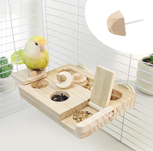 AzulLanse Holz Vogel Futter Puzzle Spielzeug für Papageien,Sittich, Nymphensittich,Sonne Conures-Vögel Interaktives geistiges Bereicherungsspielzeug,Vogelsamen Slow Feeder Spielzeug für Käfig von AzulLanse