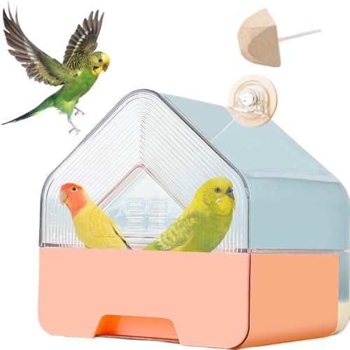 AzulLanse Vogelbad für Käfig Transparente Vogelbadewanne Hängendes tragbares Duschbad ohne Leckage mit praktischer Wasserwechselschublade für kleine Vögel,1 Molar Stone von AzulLanse