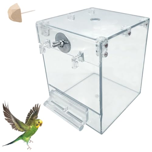 AzulLanse Vogelbad für Käfig Transparente,12,5 * 12,8 * 16,4cm,Papagei ohne Leckage Badewanne für Käfig Hängerohr Duschbox Käfigzubehör für kleine Haustiervögel 1 Molaren Stein. von AzulLanse