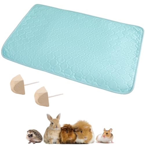 AzulLanse Waschbarer Meerschweinchenkäfig Liner 100 * 70cm Wiederverwendbare waschbare Pinkelpads, wasserdichte Meerschweincheneinstreu für Kleintier 2 Backenzähne Stein(Blau) von AzulLanse