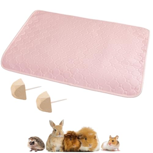 AzulLanse Waschbarer Meerschweinchenkäfig Liner 100 * 70cm Wiederverwendbare waschbare Pinkelpads, wasserdichte Meerschweincheneinstreu für Kleintier 2 Backenzähne Stein(Rosa) von AzulLanse