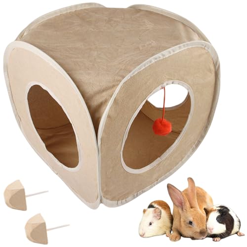 Meerschweinchen quadratisches Tunnelspielzeug,Faltbarer Kaninchentunnel mit Plüsch Bommel für kleines Kaninchen Hamster Igel Rennmaus Frettchen Spielen und verstecken,2 Molaren Stein Meerschweinchen quadratisches Tunnelspielzeug,Faltbarer Kaninchentunnel mit Plüsch Bommel für kleines Kaninchen Hamster Igel Rennmaus Frettchen Spielen und verstecken,2 Molaren Stein von AzulLanse