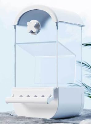 Papagei Automatischer Feeder Anti-Scattering Vogelfutterhäuschen für Käfig Vogelfutter Schüssel Behälter Sittich Käfig Zubehör Finken Turteltauben,1 Backenzahn Stein (weiß) von AzulLanse