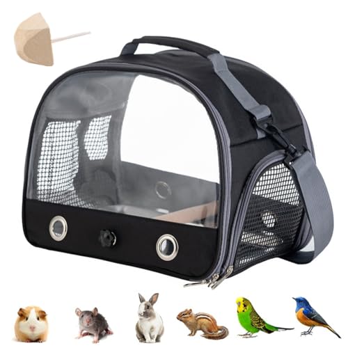 Rucksack für Vögel mit Holzstab,Vogel-Tragetasche mit Stehstange und Edelstahl-Tablett,Leichter Rucksack für Papagei,mit Edelstahl-Tablett und Stehstange,für Papageien,Sittiche (schwarz) von AzulLanse